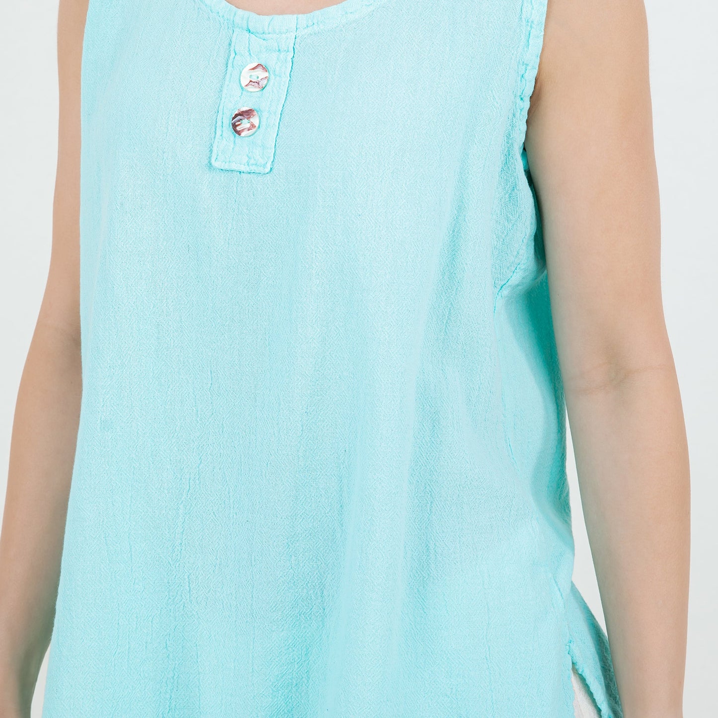 Women's Cotton Gauze Anne Top in Azure/ Size OSFM view 3 - Womens Cotton Tops