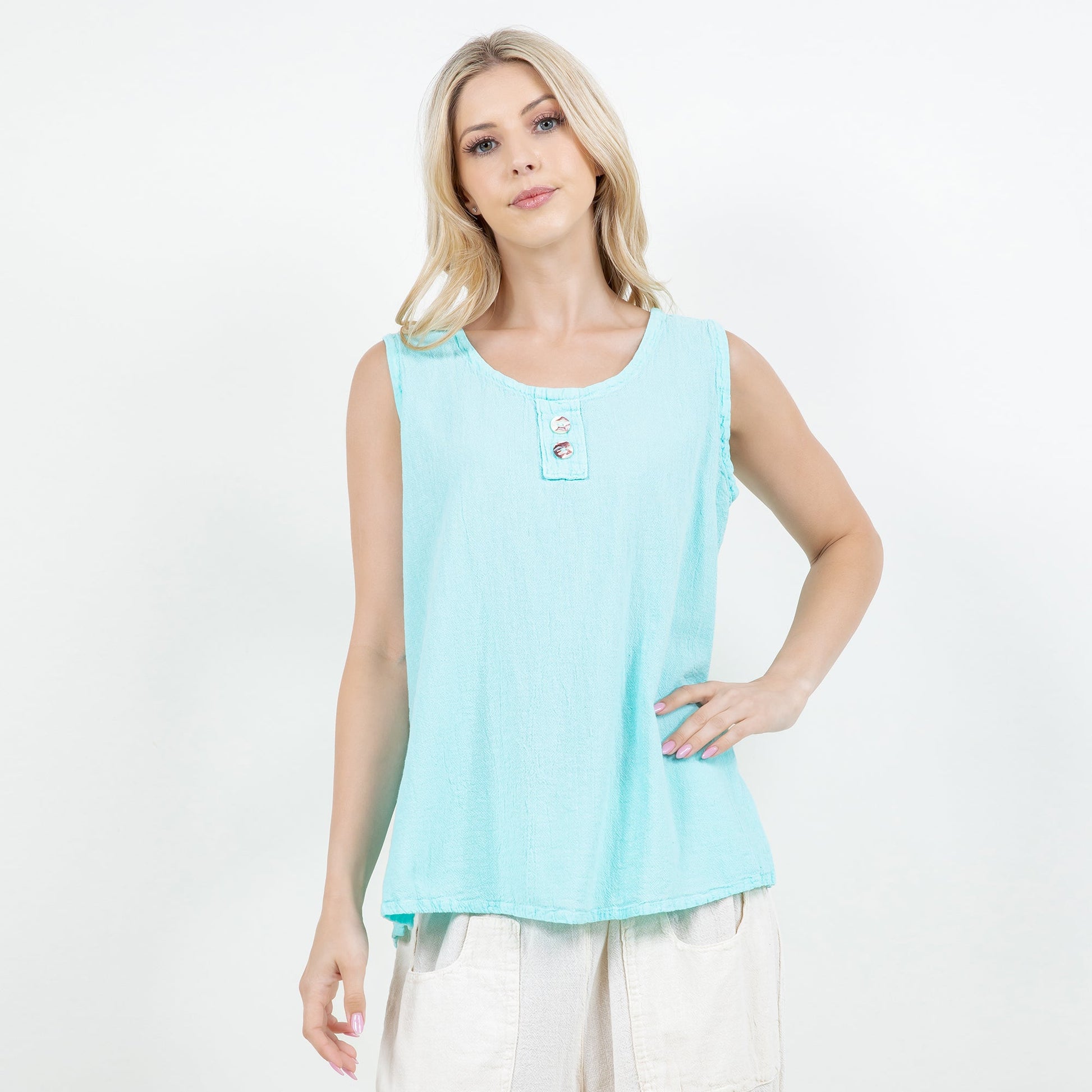 Women's Cotton Gauze Anne Top in Caspian/ Size OSFM view 5 - Womens Cotton Tops
