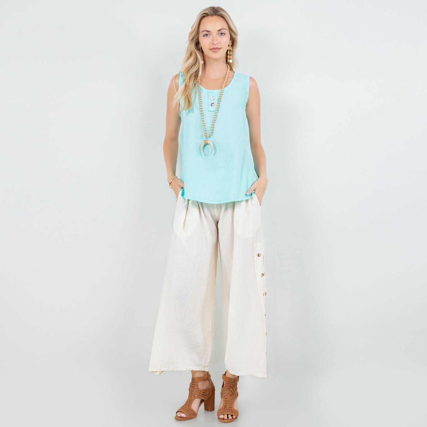 Women's Cotton Gauze Anne Top in Indigo/ Size OSFM view 8 - Womens Cotton Tops