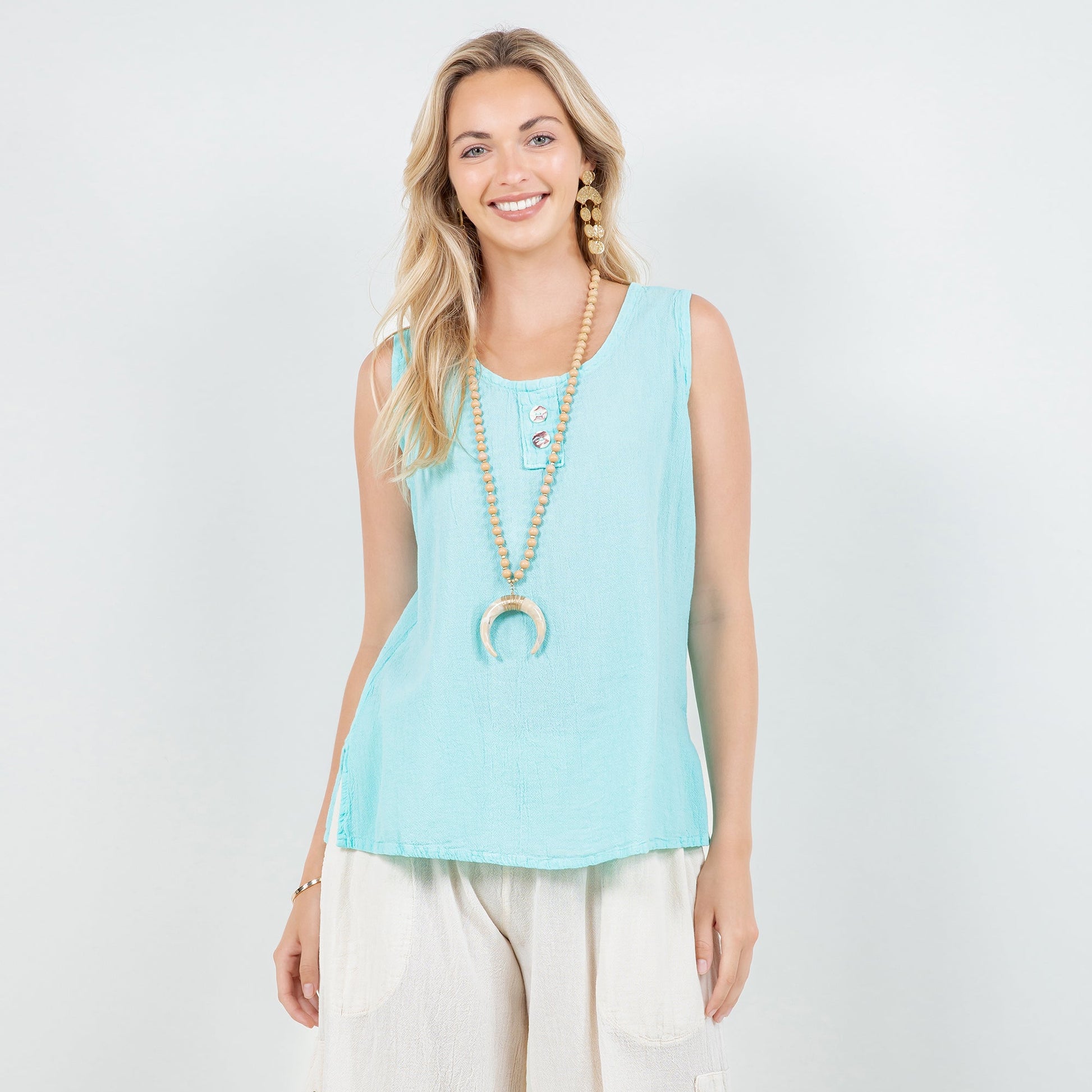 Women's Cotton Gauze Anne Top in Iron/ Size OSFM view 9 - Womens Cotton Tops