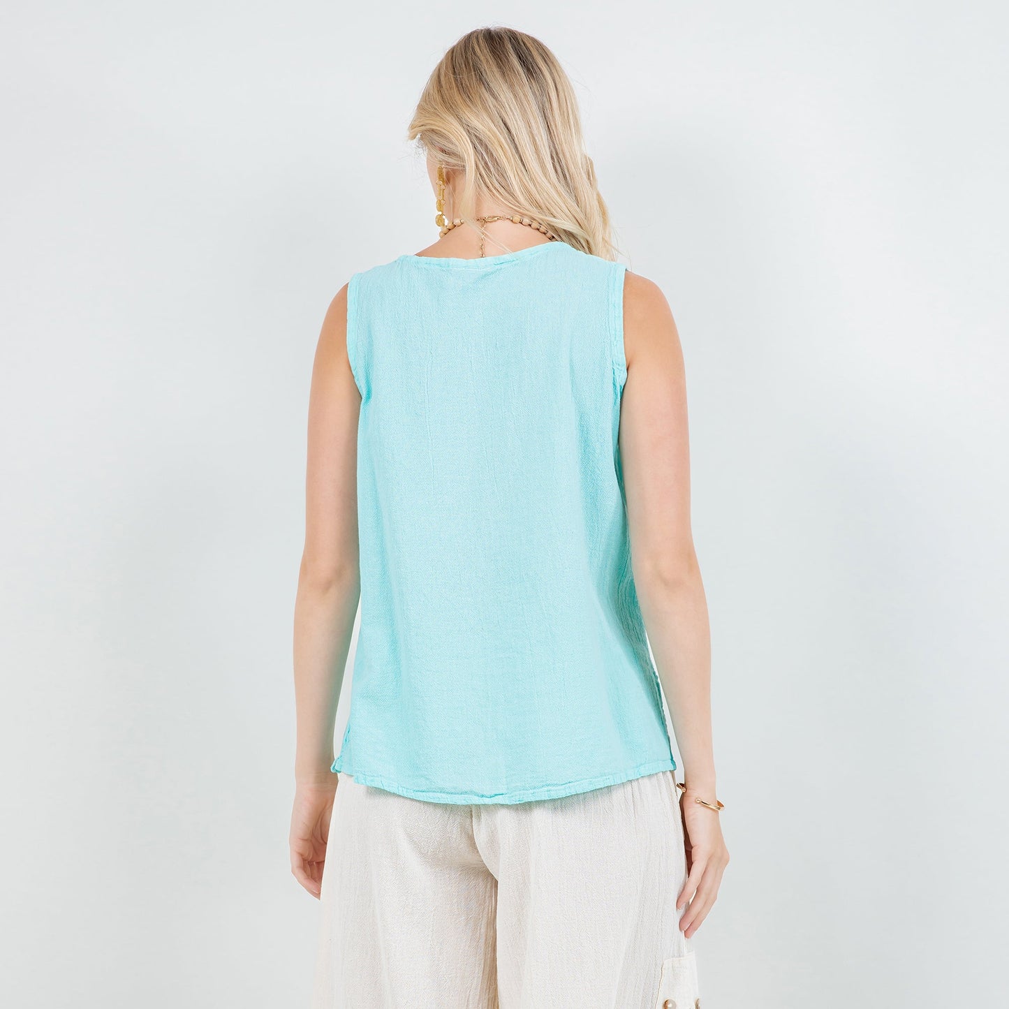 Women's Cotton Gauze Anne Top in Ivory/ Size OSFM view 11 - Womens Cotton Tops