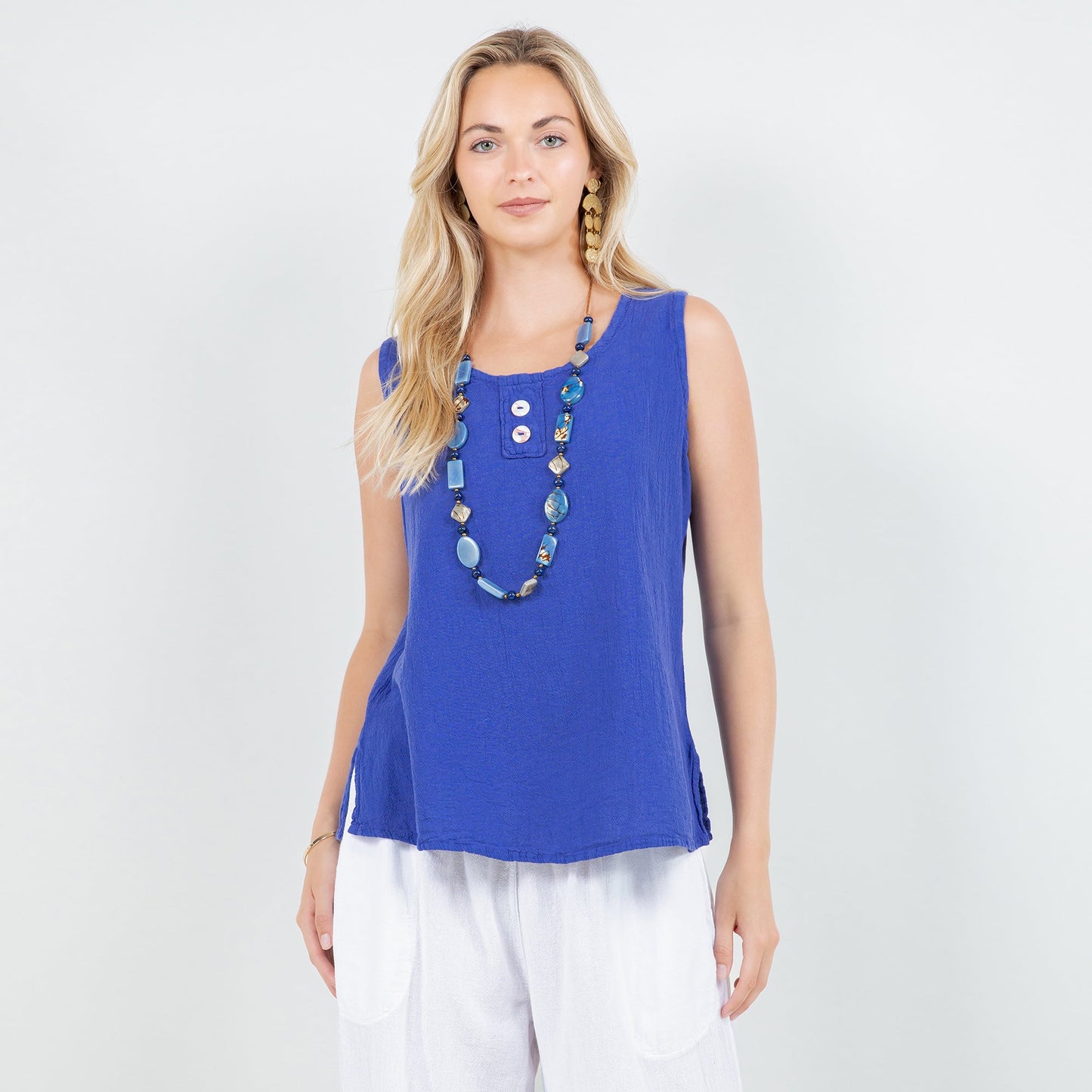 Women's Cotton Gauze Anne Top in Sahara/ Size OSFM view 20 - Womens Cotton Tops