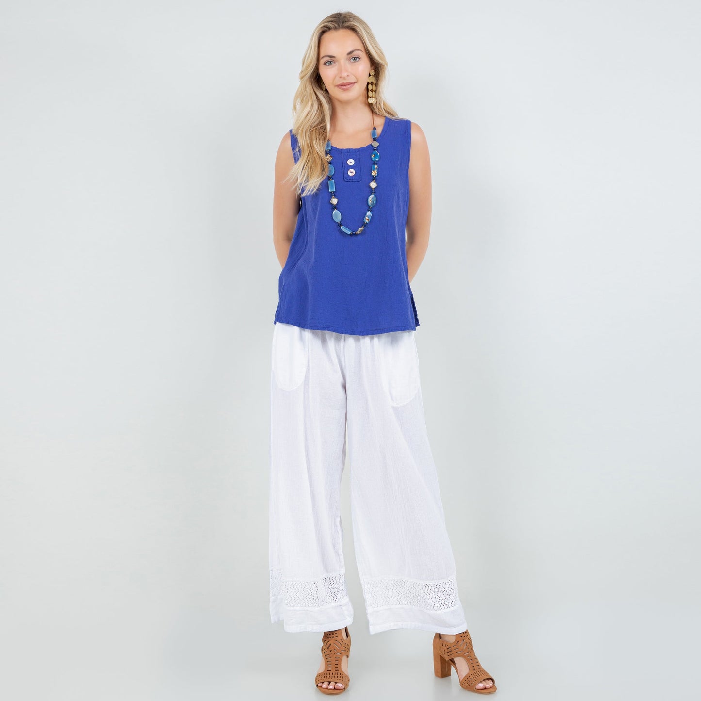 Women's Cotton Gauze Anne Top in Topaz/ Size OSFM view 24 - Womens Cotton Tops