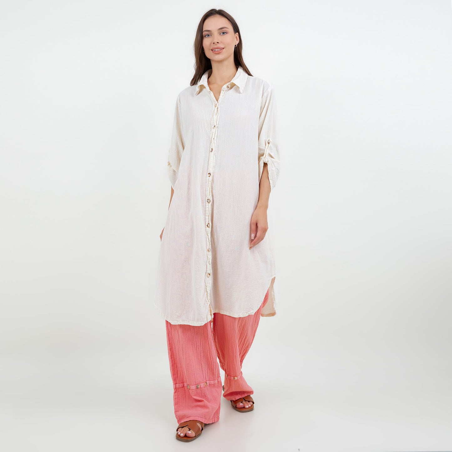 Women's Cotton Gauze Chris Tunic in Iron/Size OSFM view 9 - Womens Cotton Tunics (top)