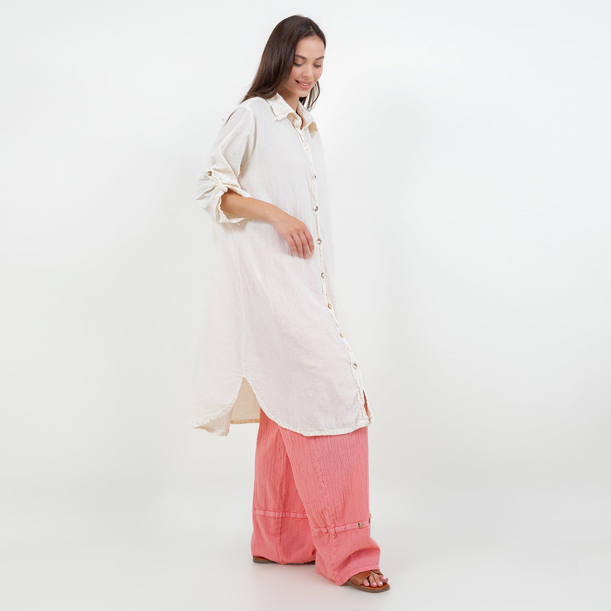 Women's Cotton Gauze Chris Tunic in Lilac Frost/Size OSFM view 12 - Womens Cotton Tunics (top)