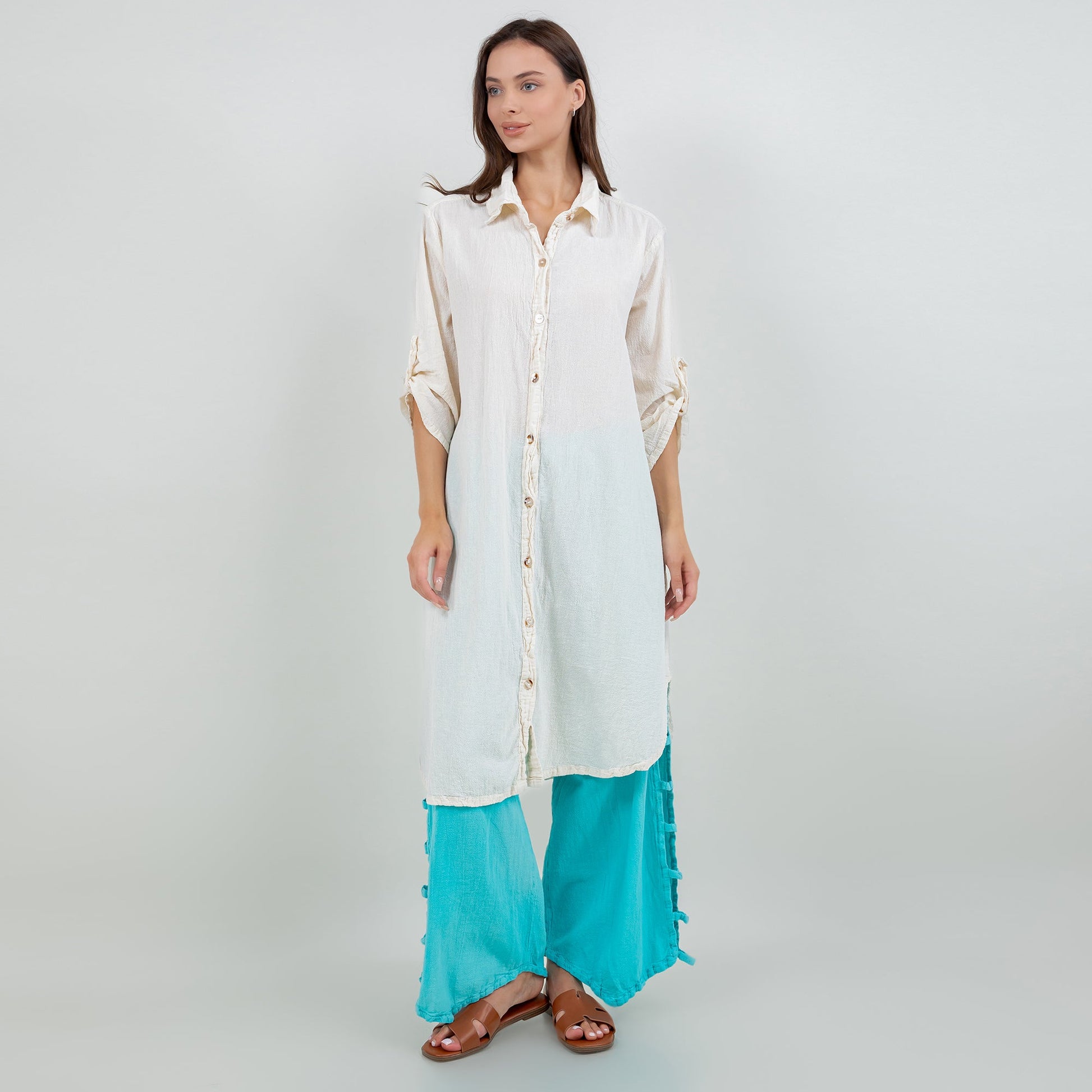 Women's Cotton Gauze Chris Tunic in Lime Frost/Size OSFM view 13 - Womens Cotton Tunics (top)