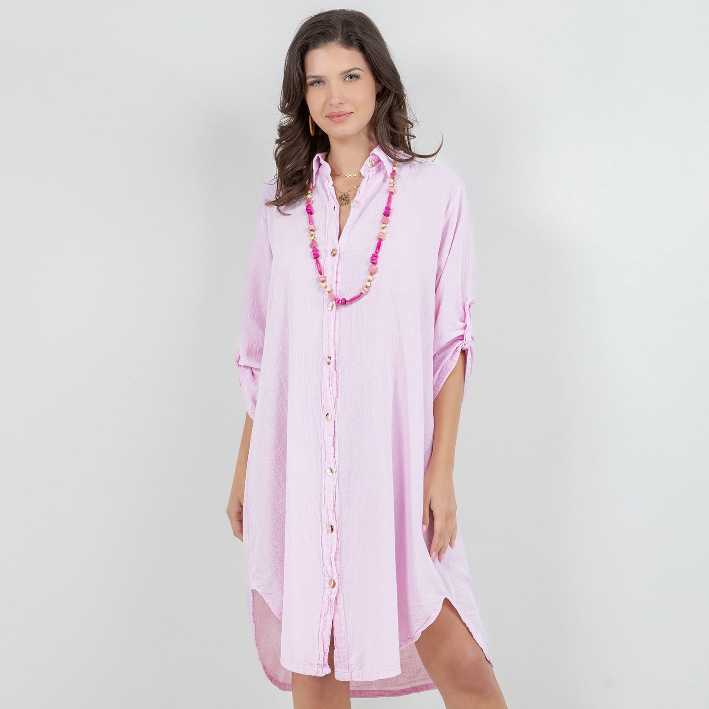 Women's Cotton Gauze Chris Tunic in Magenta/Size OSFM view 14 - Womens Cotton Tunics (top)