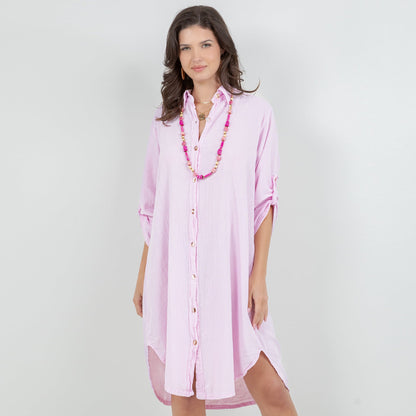 Women's Cotton Gauze Chris Tunic in Magenta/Size OSFM view 14 - Womens Cotton Tunics (top)