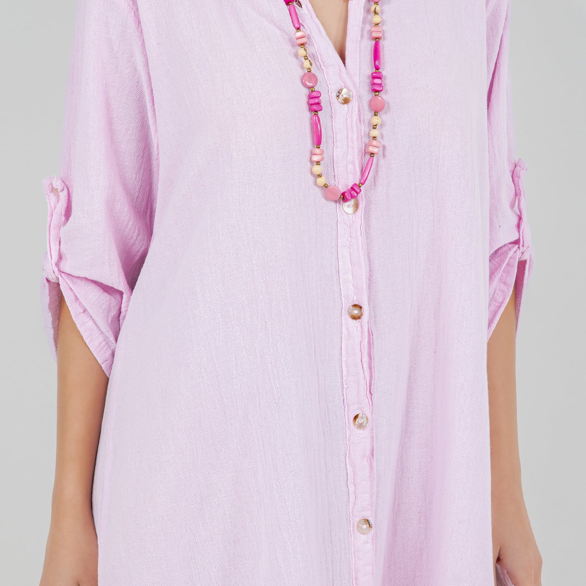 Women's Cotton Gauze Chris Tunic in Rose/ Size OSFM view 18 - Womens Cotton Tunics (top)