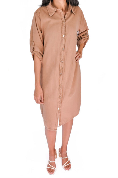 Women's Cotton Gauze Chris Tunic in Sangria/Size OSFM view 22 - Womens Cotton Tunics (top)