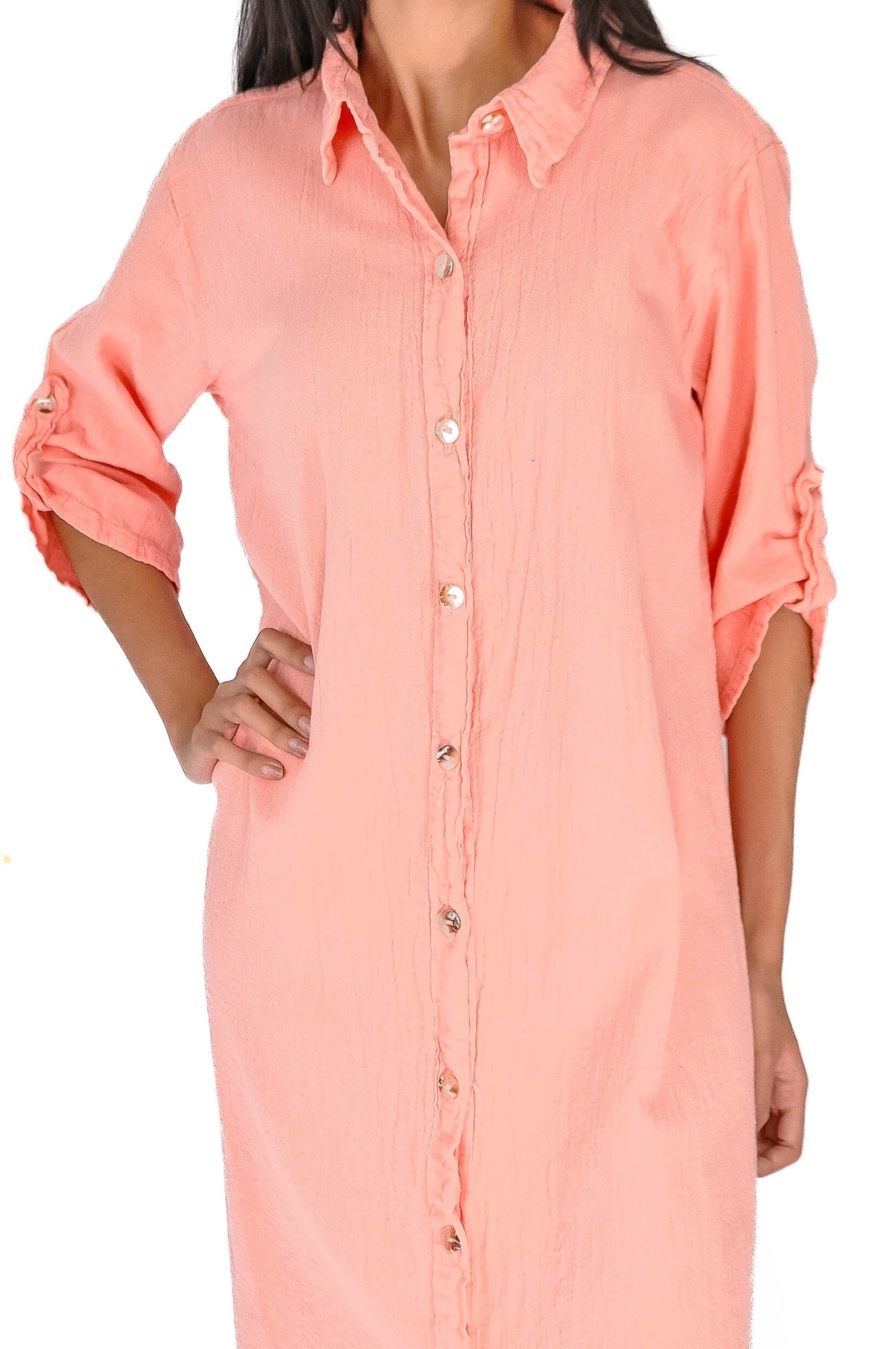 Women's Cotton Gauze Chris Tunic in Walnut/Size OSFM view 25 - Womens Cotton Tunics (top)
