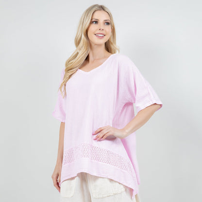 Women's Cotton Gauze Cynthia Top in Azure/ Size OSFM view 3 - Womens Cotton Tops