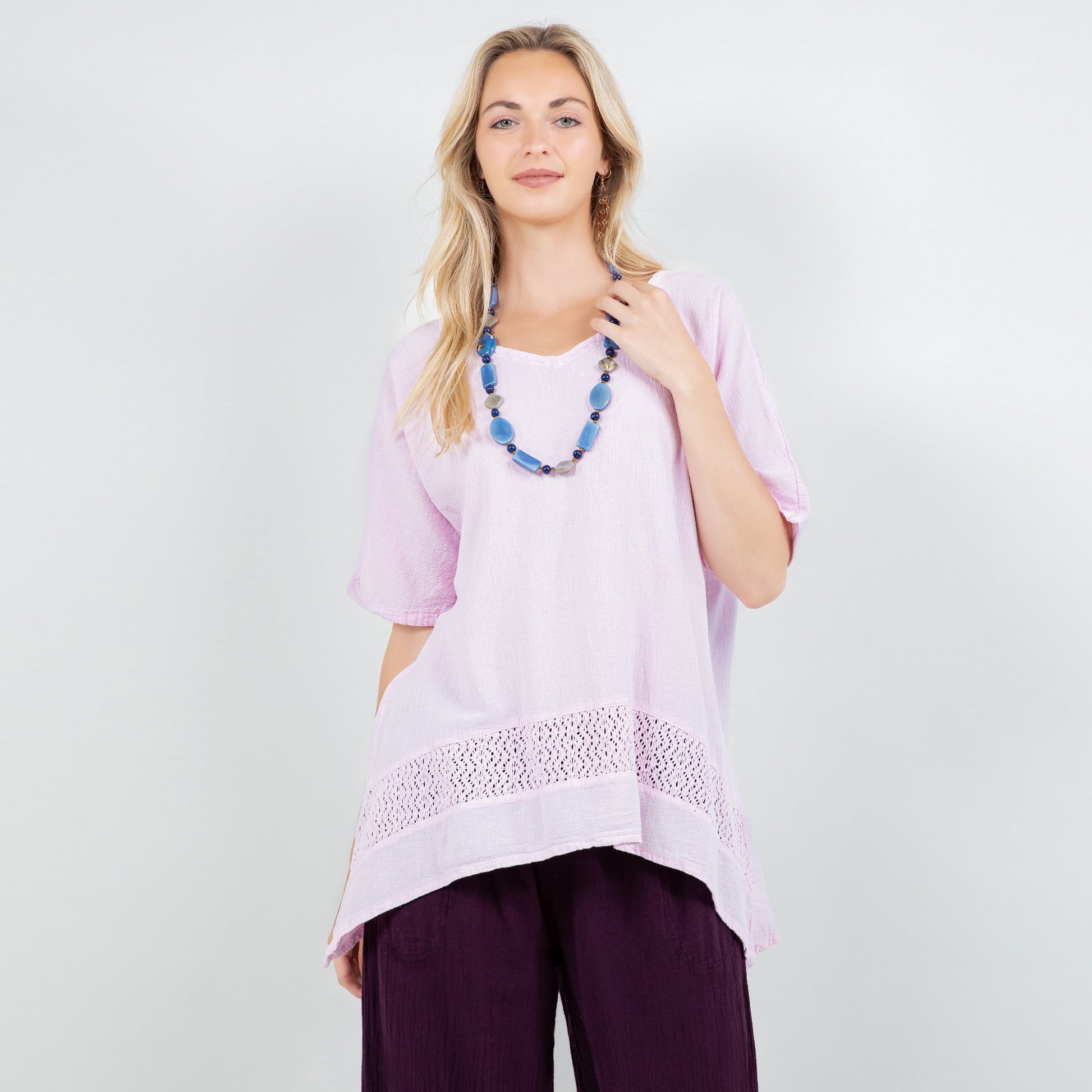Women's Cotton Gauze Cynthia Top in Caspian/ Size OSFM view 5 - Womens Cotton Tops
