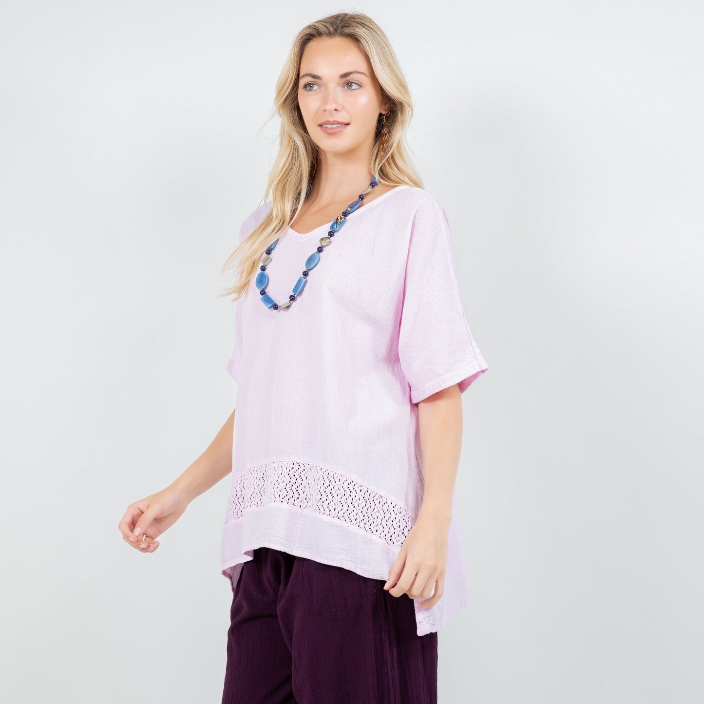 Women's Cotton Gauze Cynthia Top in Eggplant/ Size OSFM view 7 - Womens Cotton Tops