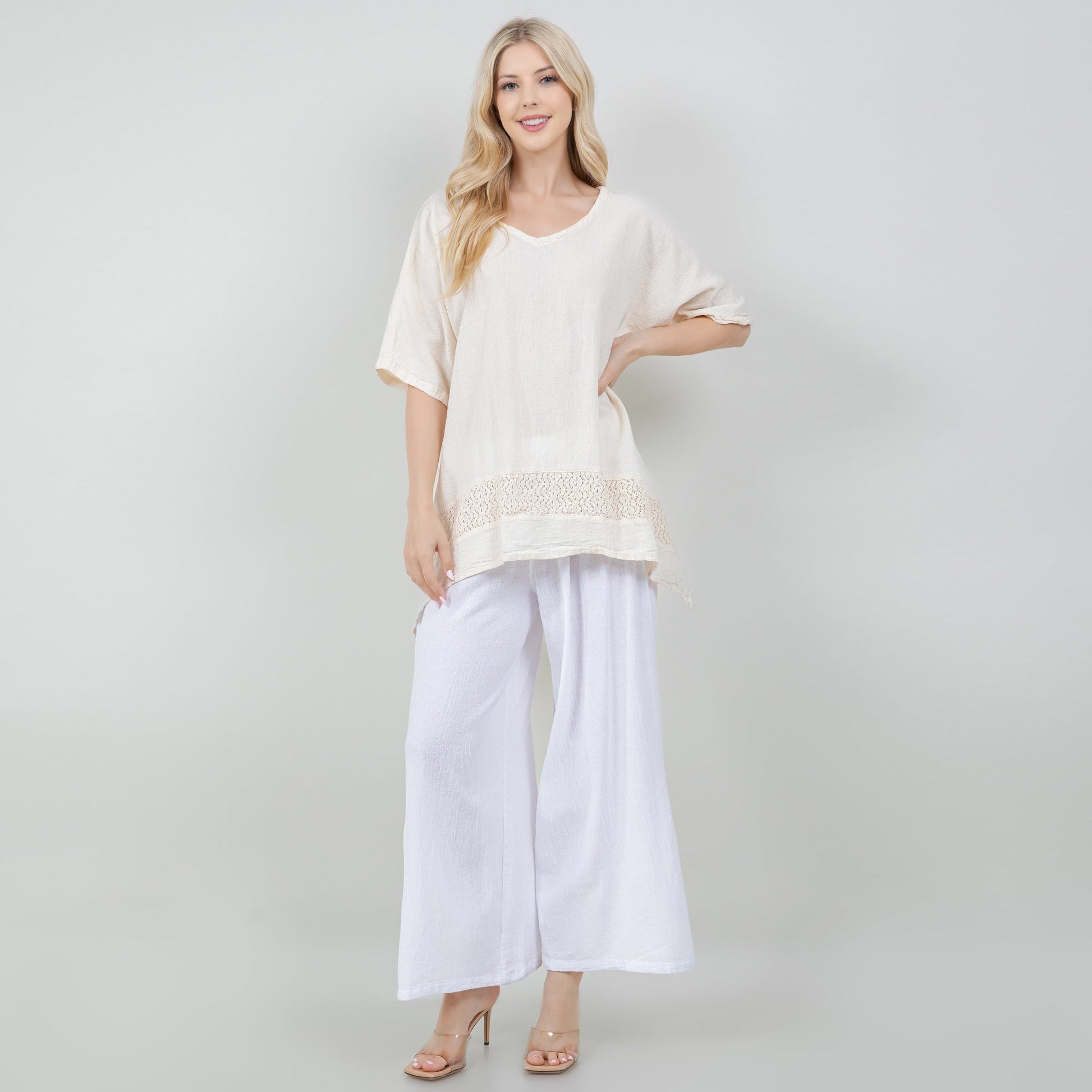 Women's Cotton Gauze Cynthia Top in Ivory/ Size OSFM view 11 - Womens Cotton Tops