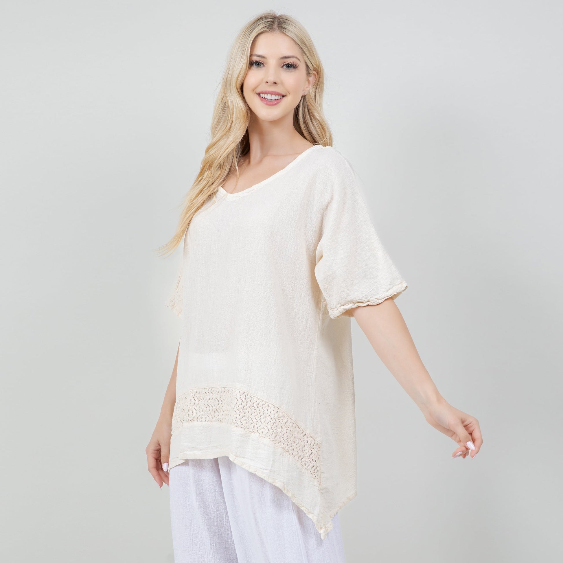 Women's Cotton Gauze Cynthia Top in Magenta/ Size OSFM view 14 - Womens Cotton Tops