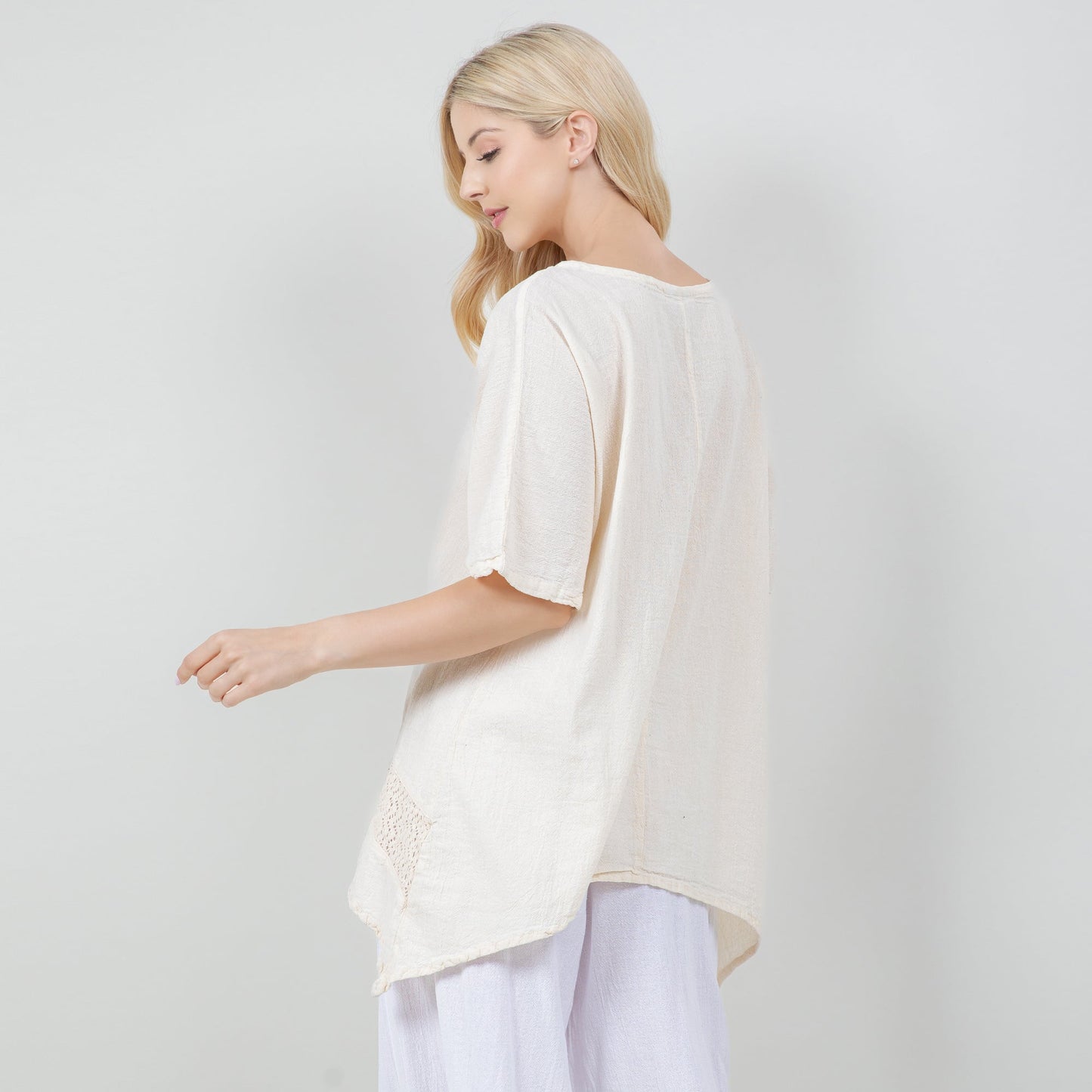 Women's Cotton Gauze Cynthia Top in Peach Pink/ Size OSFM view 16 - Womens Cotton Tops