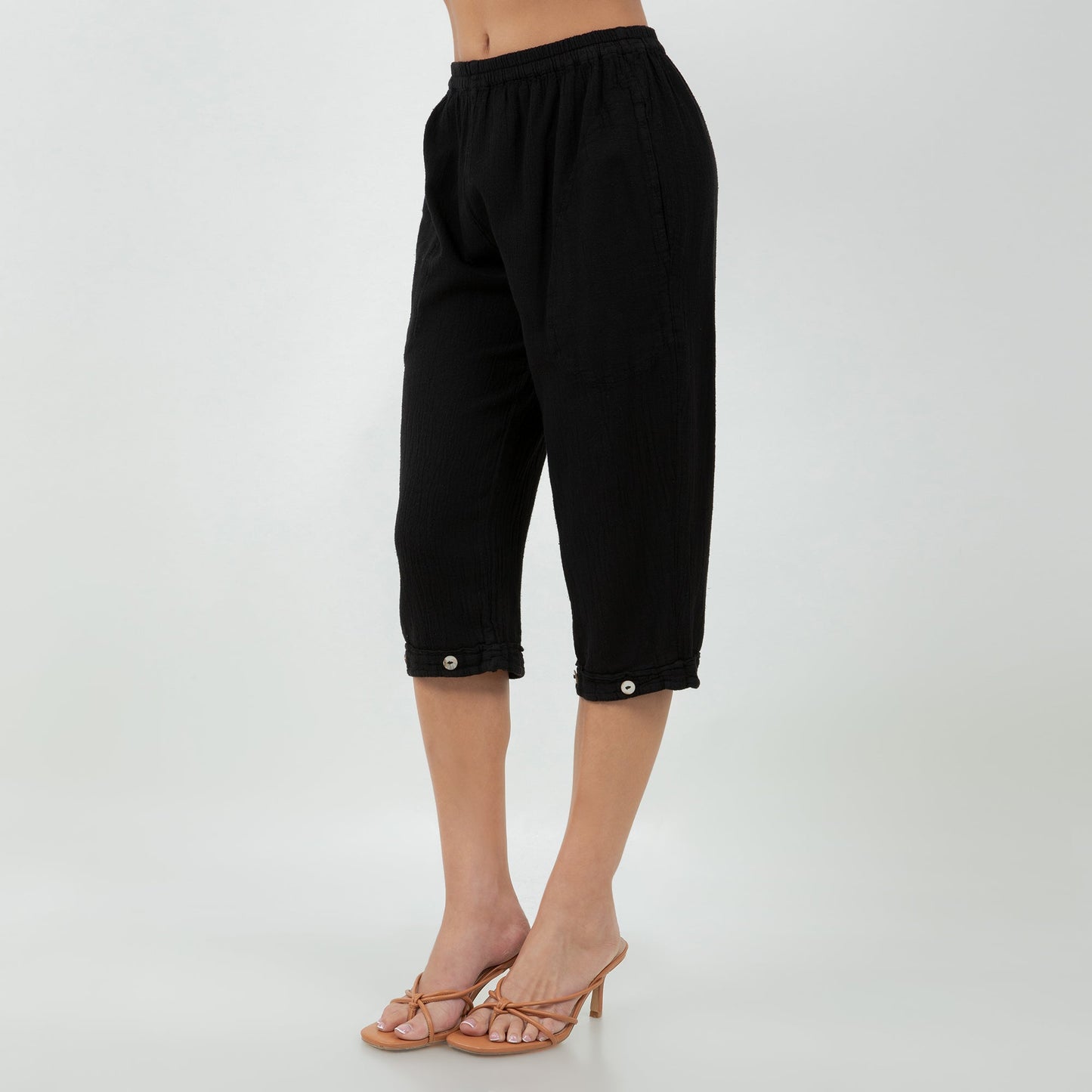 Women's Cotton Gauze Nydia Capri with Pockets in 0 (XS/S) - Womens Cotton Pocket Tee (bottom)