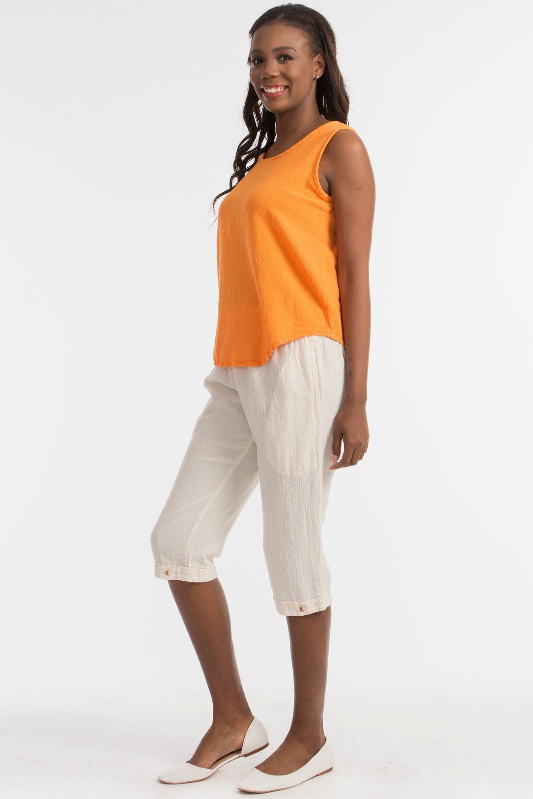 Women's Cotton Gauze Nydia Capri with Pockets in 0 (XS/S) view 11 - Womens Cotton Pocket Tee (bottom)