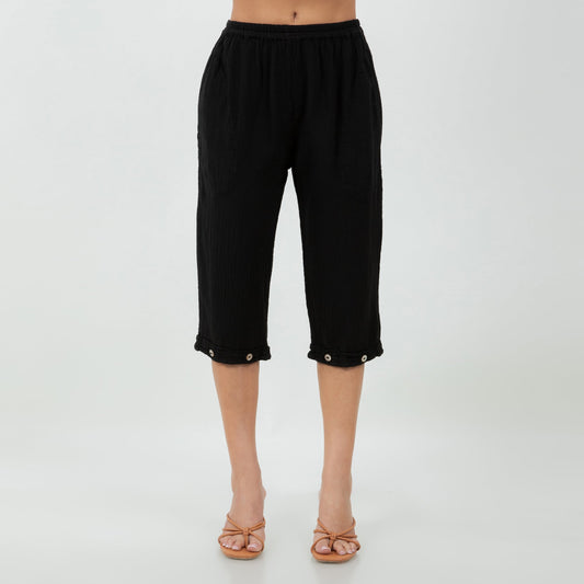 Women's Cotton Gauze Nydia Capri with Pockets in 0 (XS/S) view 2 - Womens Cotton Pocket Tee (bottom)