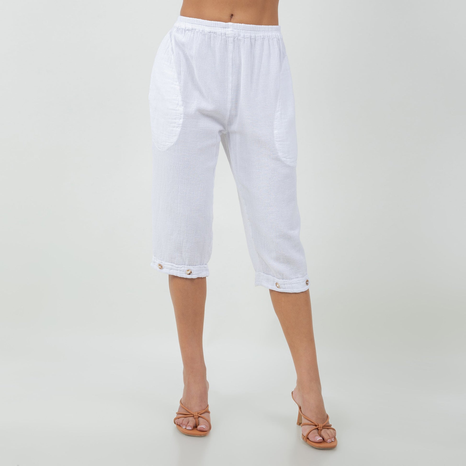 Women's Cotton Gauze Nydia Capri with Pockets in 0 (XS/S) view 7 - Womens Cotton Pocket Tee (bottom)