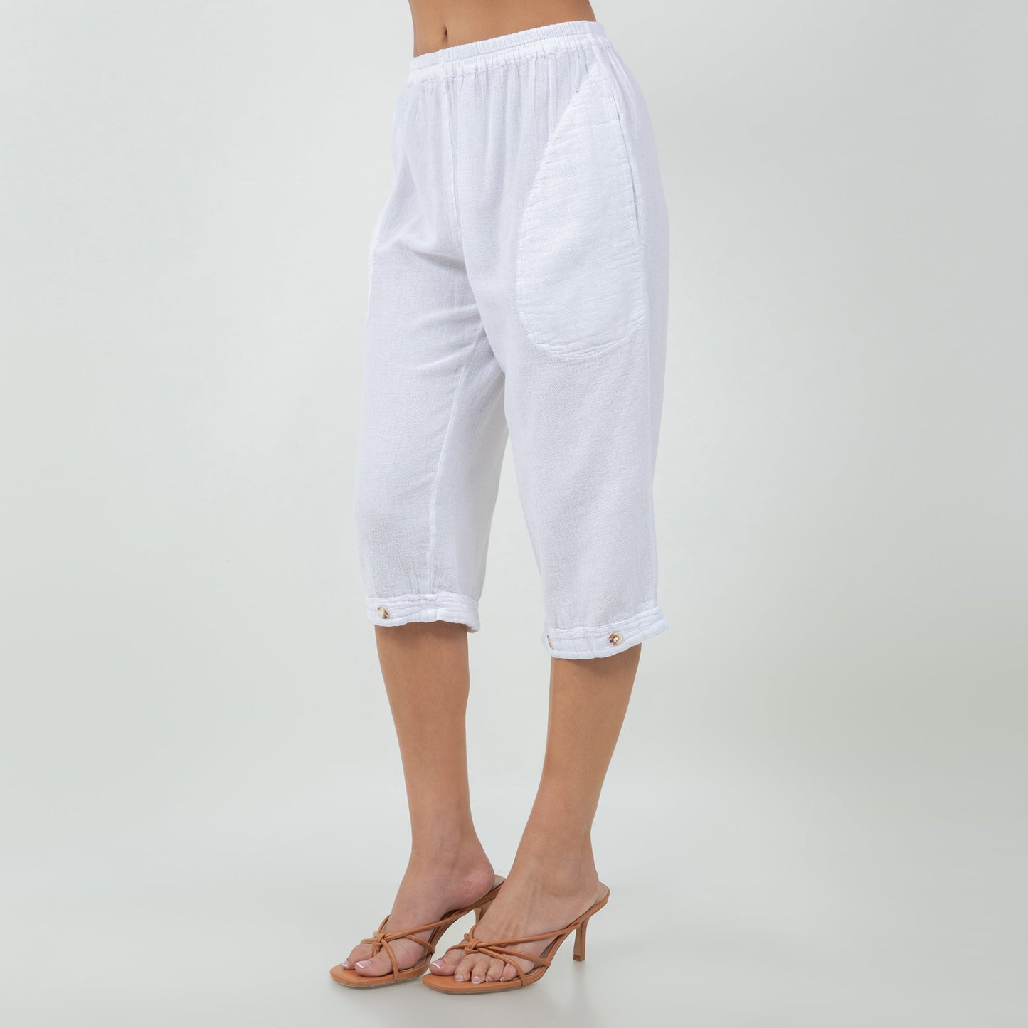 Women's Cotton Gauze Nydia Capri with Pockets in 0 (XS/S) view 8 - Womens Cotton Pocket Tee (bottom)