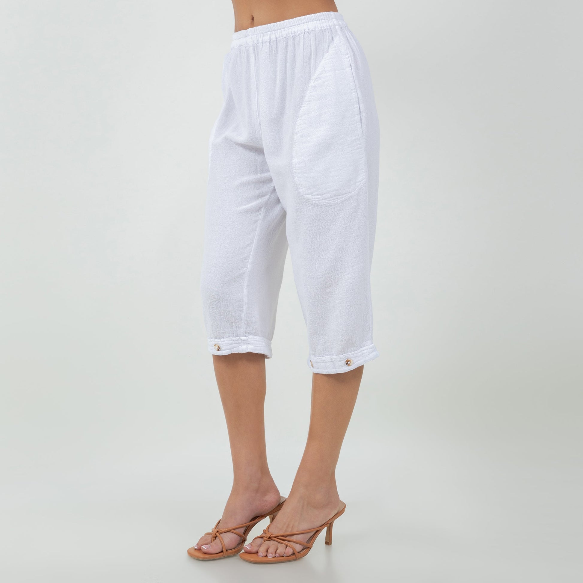 Women's Cotton Gauze Nydia Capri with Pockets in 0 (XS/S) view 8 - Womens Cotton Pocket Tee (bottom)