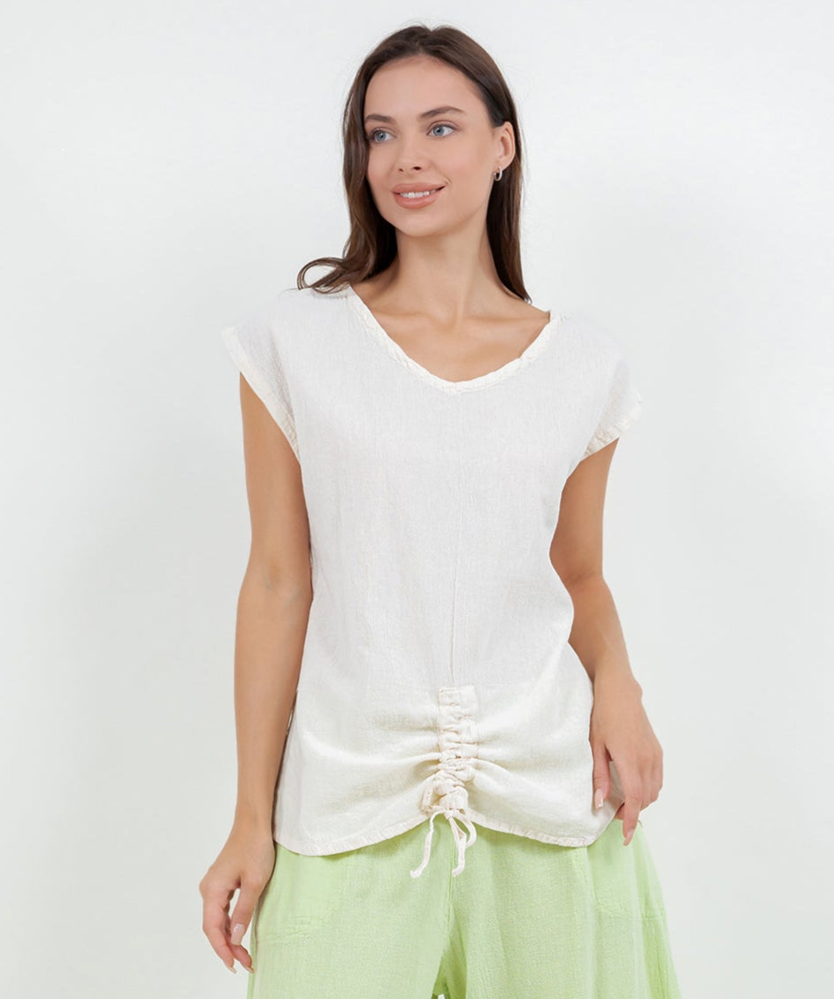 Women's Cotton Gauze One Size Camie Top in Acacia - Womens Cotton Tops