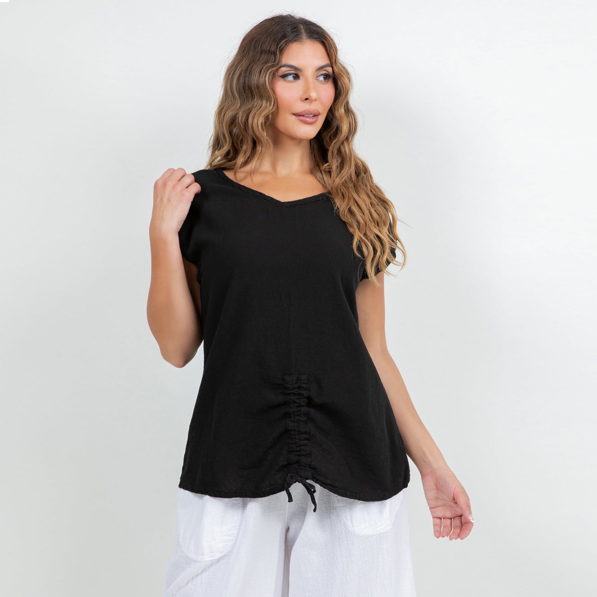 Women's Cotton Gauze One Size Camie Top in Azure view 3 - Womens Cotton Tops