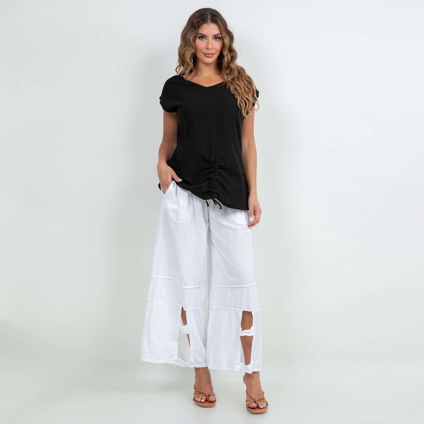 Women's Cotton Gauze One Size Camie Top in Caspian view 5 - Womens Cotton Tops