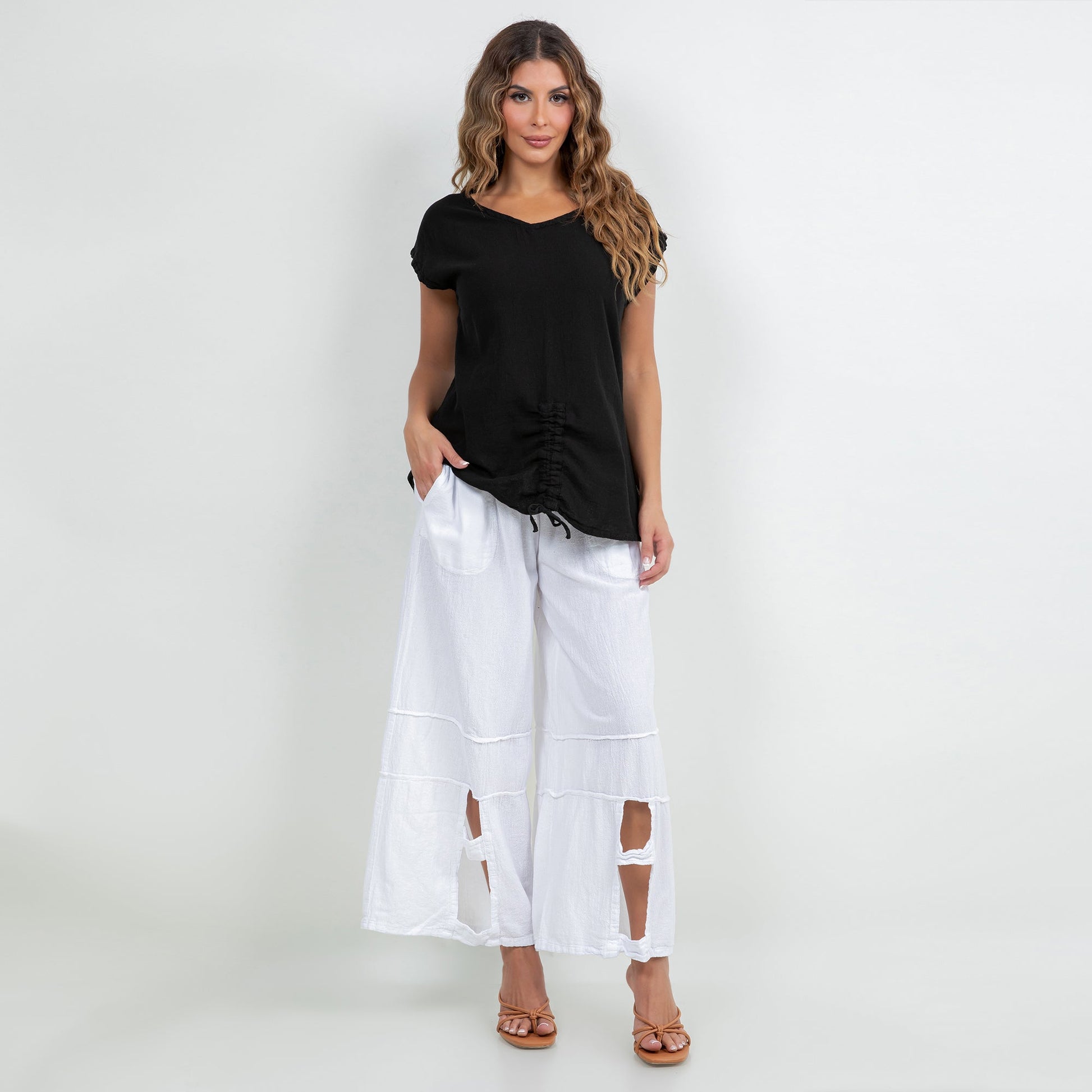 Women's Cotton Gauze One Size Camie Top in Caspian view 5 - Womens Cotton Tops
