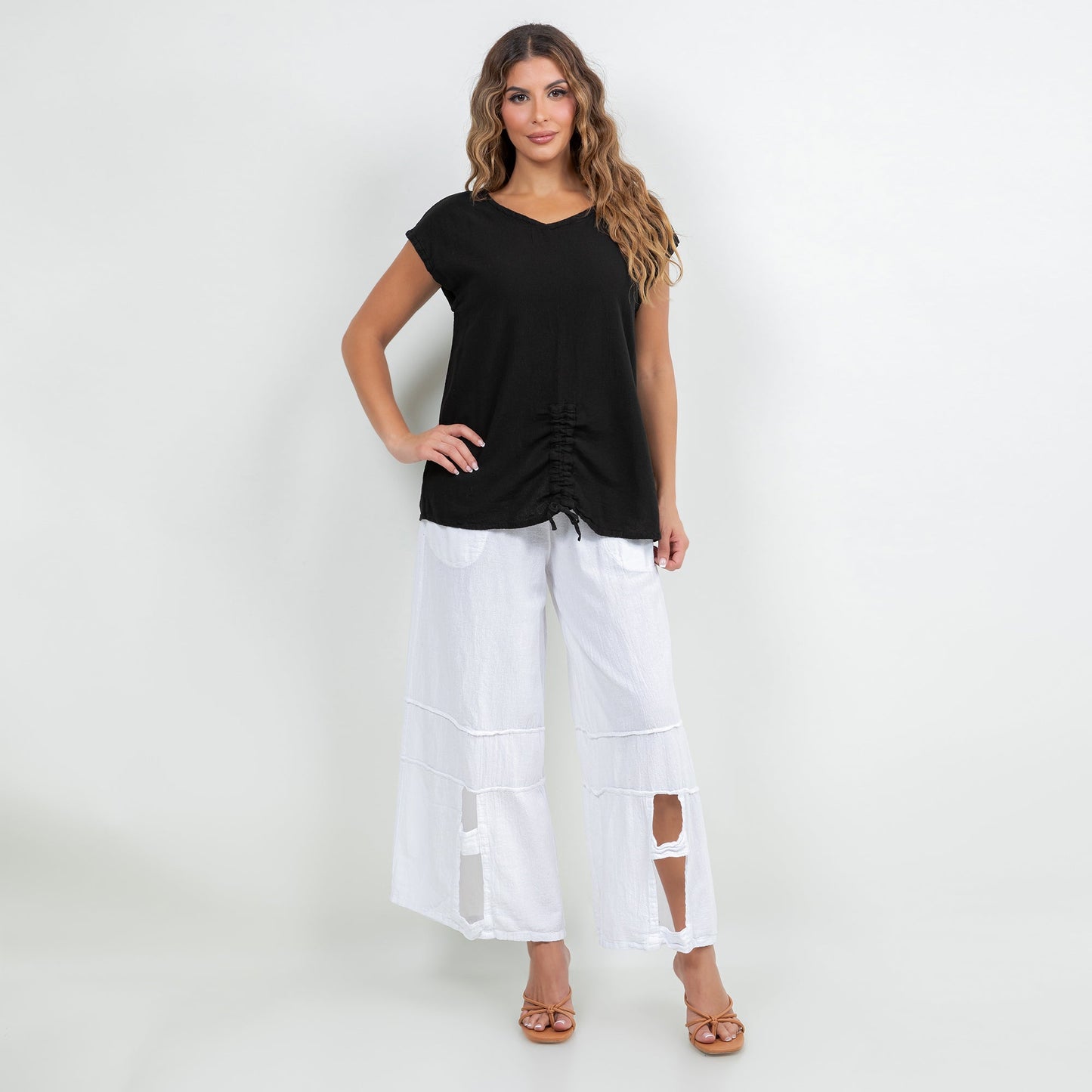 Women's Cotton Gauze One Size Camie Top in Coffee view 6 - Womens Cotton Tops