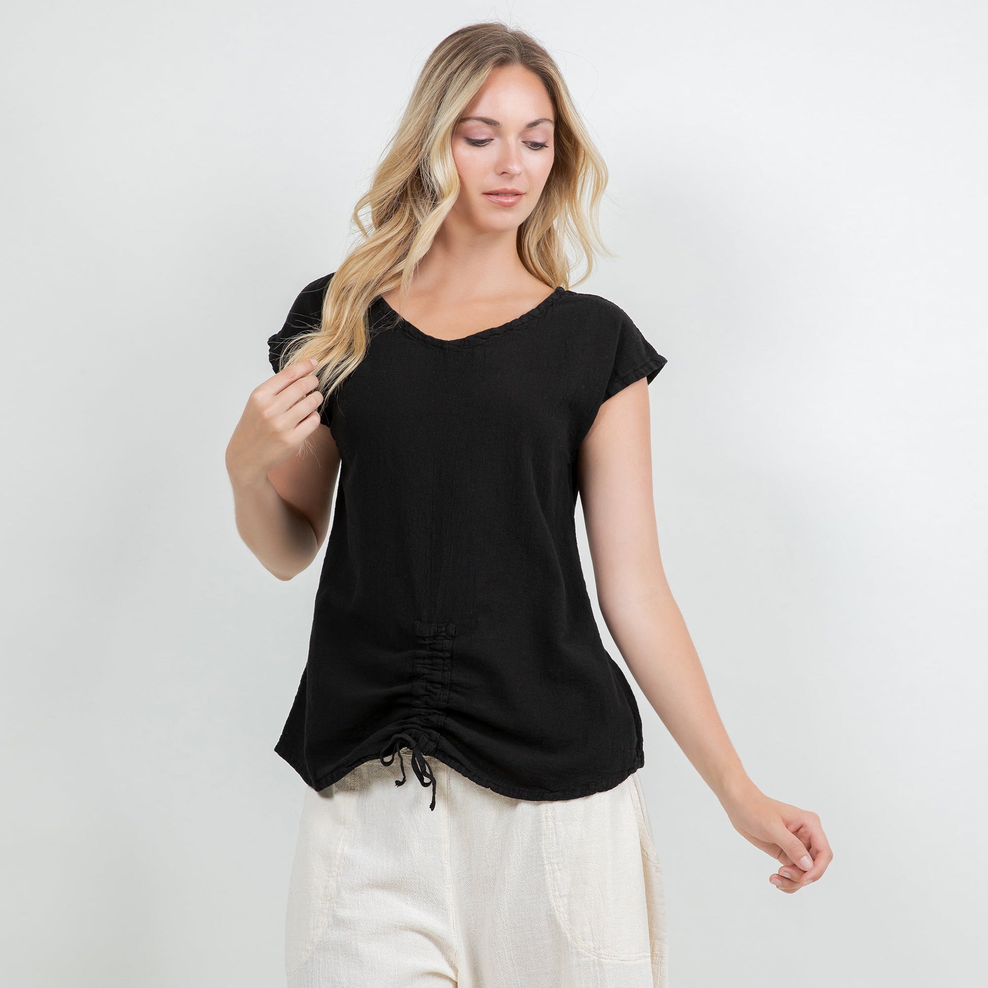 Women's Cotton Gauze One Size Camie Top in Iron view 9 - Womens Cotton Tops