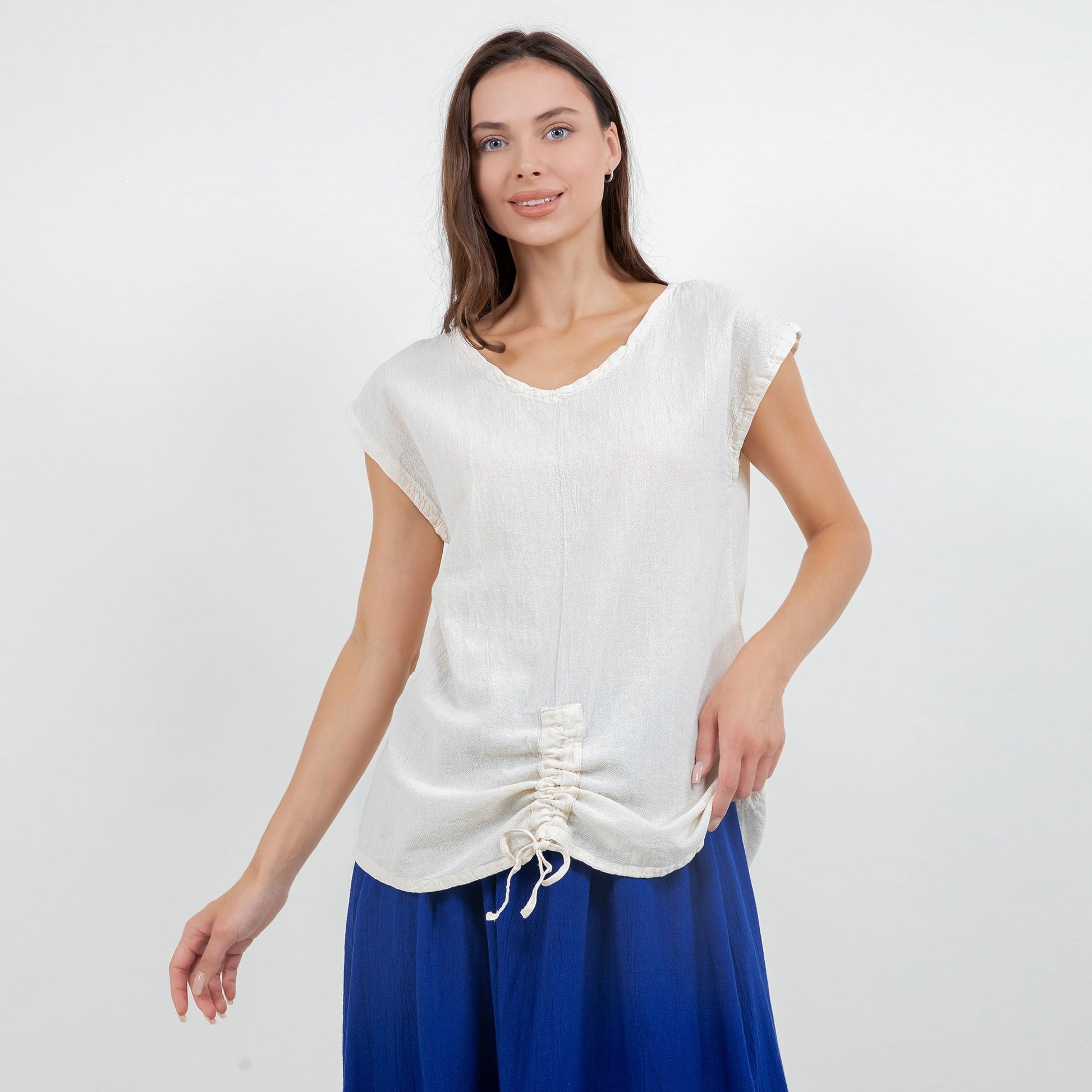 Women's Cotton Gauze One Size Camie Top in Ivory view 11 - Womens Cotton Tops