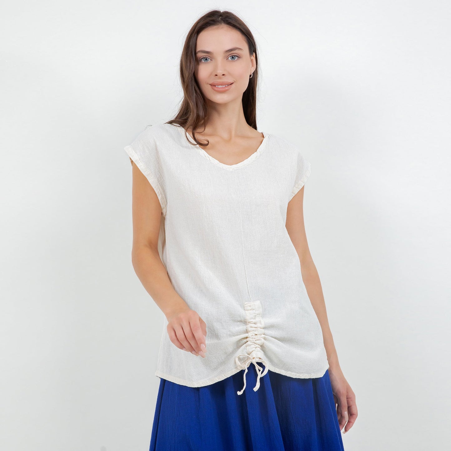 Women's Cotton Gauze One Size Camie Top in Lilac Frost view 12 - Womens Cotton Tops