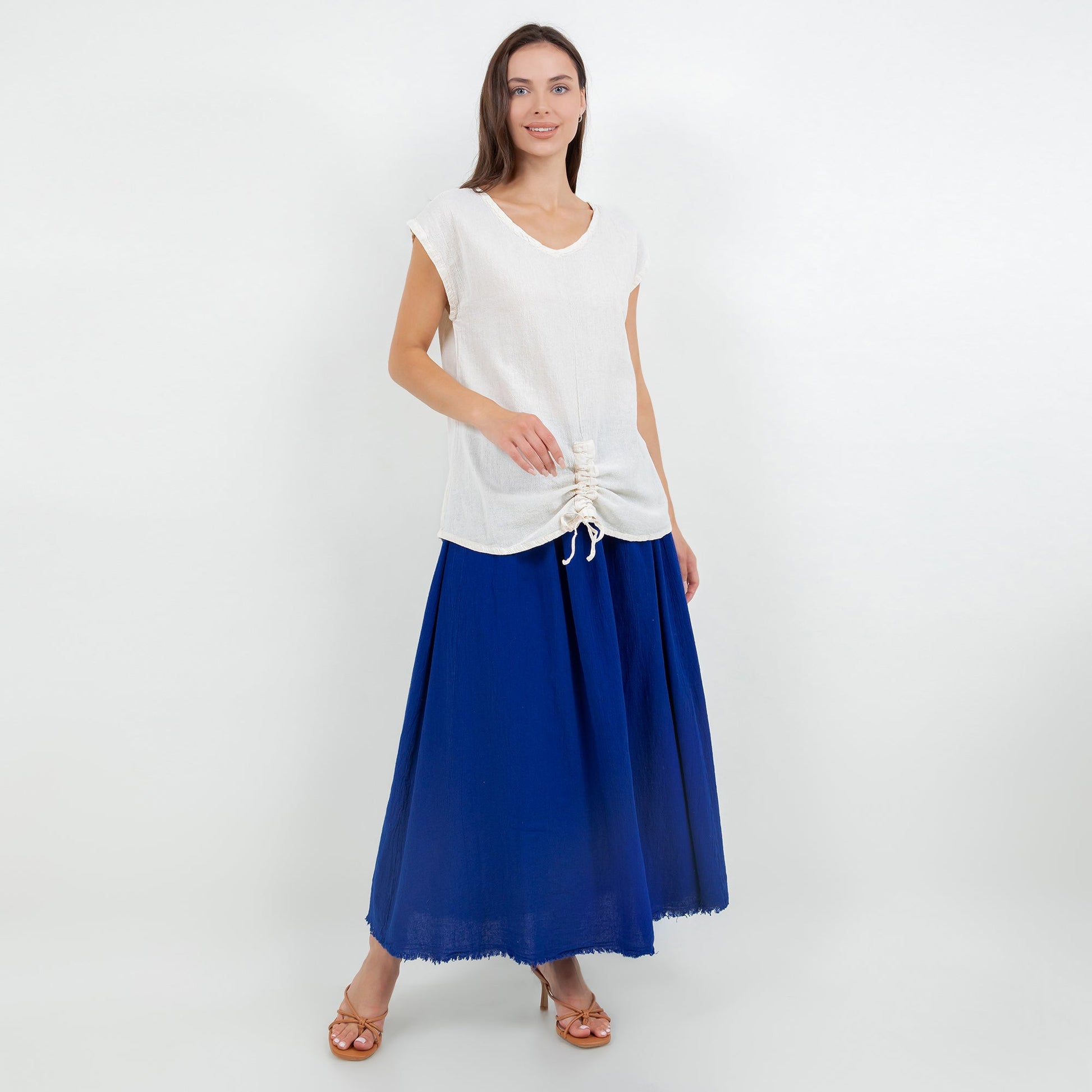 Women's Cotton Gauze One Size Camie Top in Lime Frost view 13 - Womens Cotton Tops