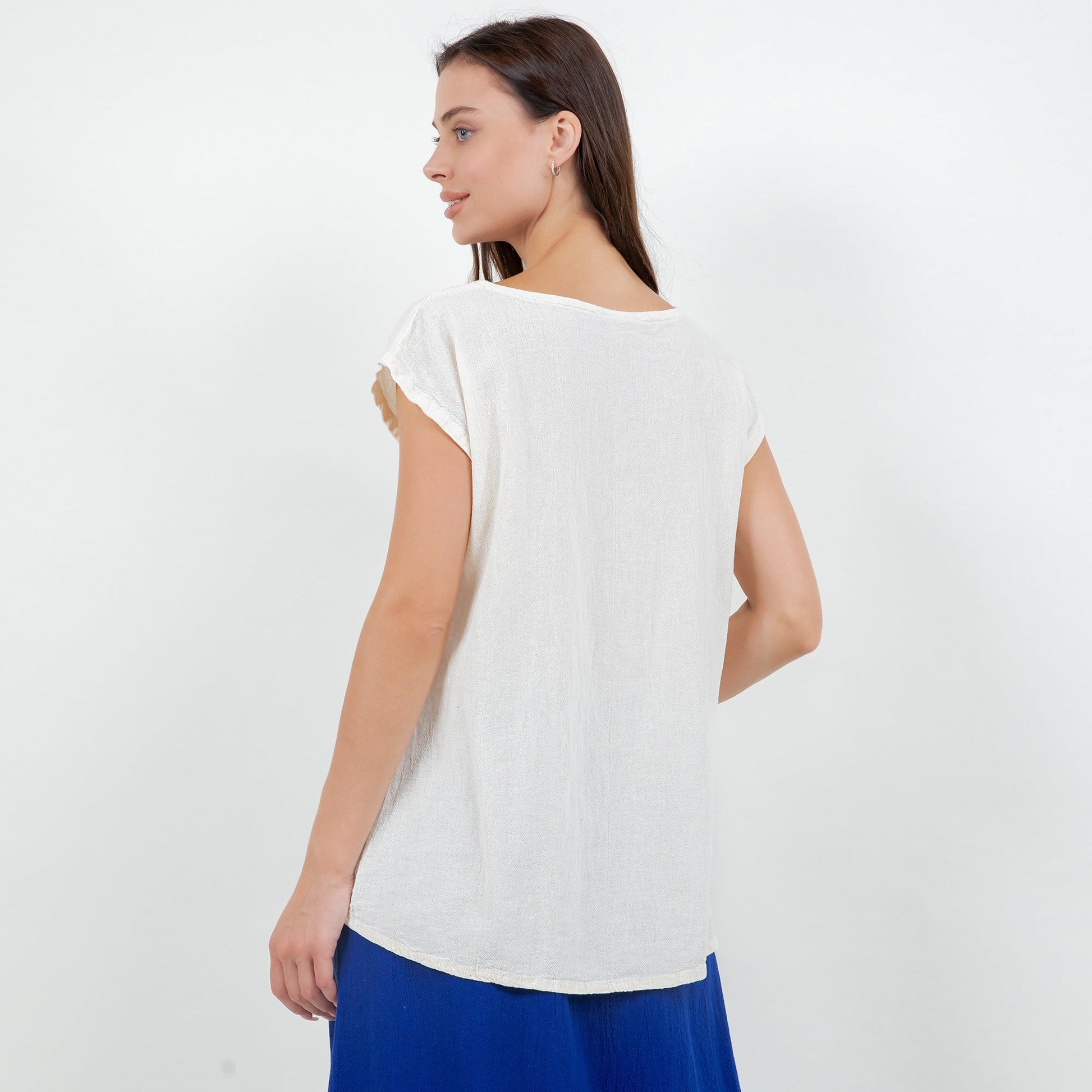 Women's Cotton Gauze One Size Camie Top in Rose view 17 - Womens Cotton Tops