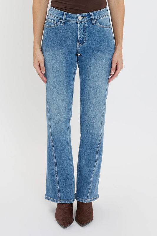 Women's Curve Seam Flare Jeans in M Medium Blue view 2 - Women'S Curve Jeans Brand (bottom)