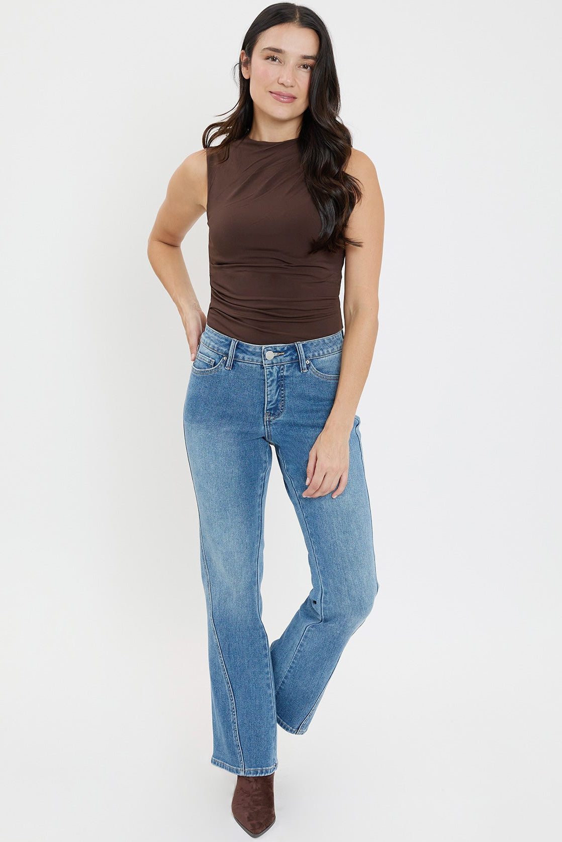 Women's Curve Seam Flare Jeans in M Medium Blue view 3 - Women'S Curve Jeans Brand (bottom)