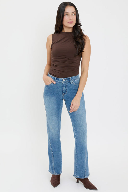 Women's Curve Seam Flare Jeans in M Medium Blue - Women'S Curve Jeans Brand (bottom)