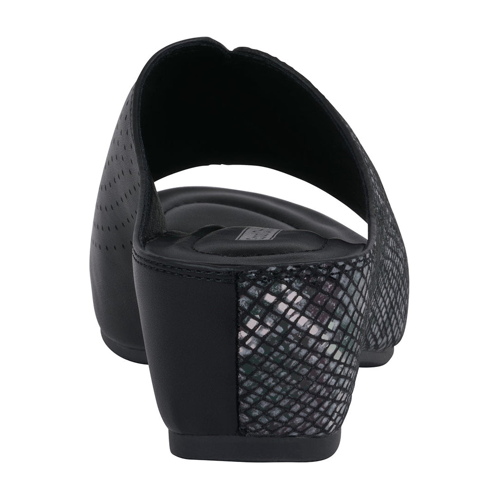 Women's Dacia Black Snake-skin Wedge Sandals Black view 2 (shoe) - wedge sandals, skin wedge sandals - shop at us.meeeshop