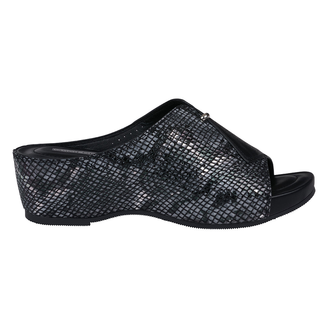 Women's Dacia Black Snake-skin Wedge Sandals Black view 7 (shoe) - wedge sandals, skin wedge sandals - shop at us.meeeshop