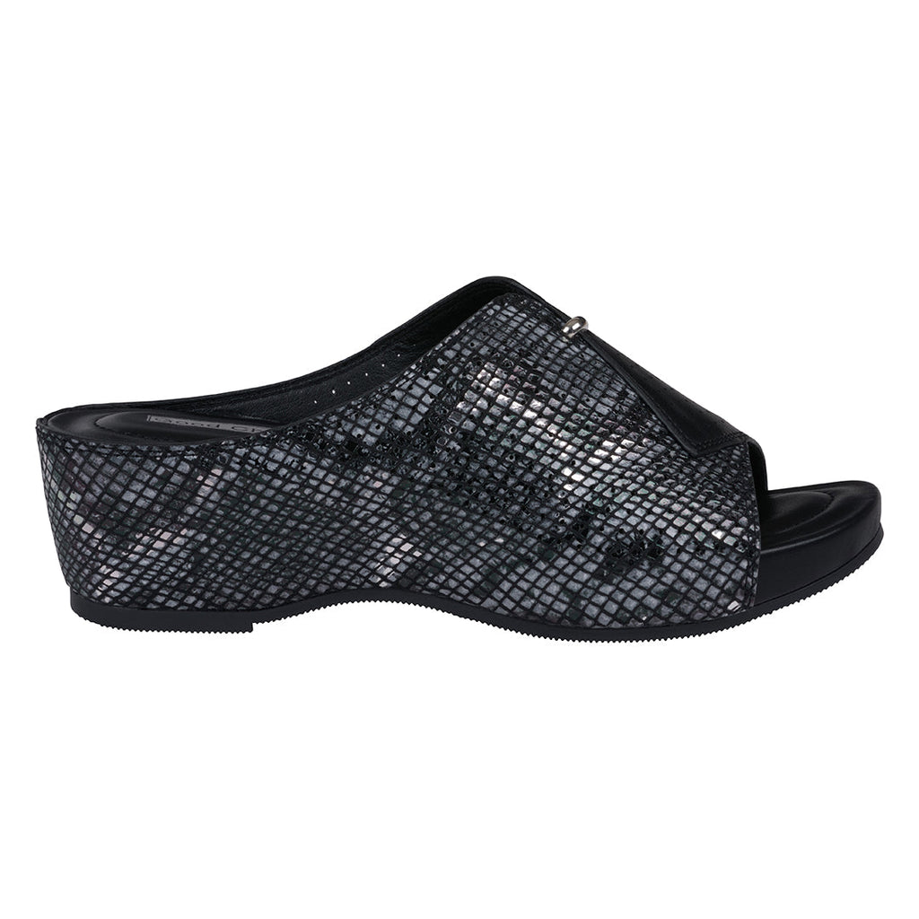 Women's Dacia Black Snake-skin Wedge Sandals Black view 7 (shoe) - wedge sandals, skin wedge sandals - shop at us.meeeshop