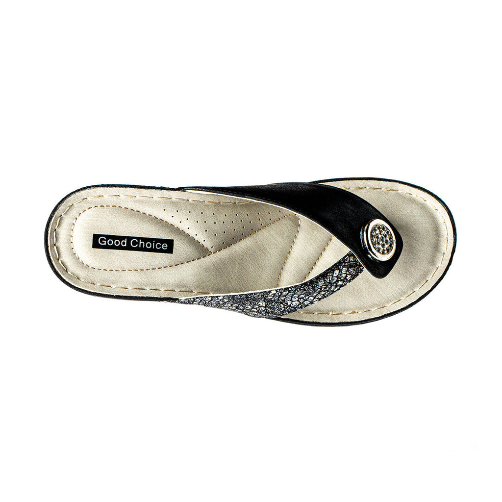 Women's Dafni Black Wedge Sandals Black view 4 (shoe) - daphne women's sandals, dafni sandals, women's  - shop at us.meeeshop