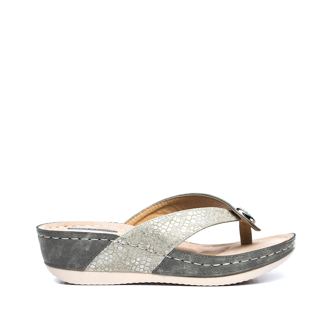 Women's Dafni Khaki Wedge Sandals Khaki view 3 (shoe) - daphne women's sandals, dafni sandals, women's  - shop at us.meeeshop