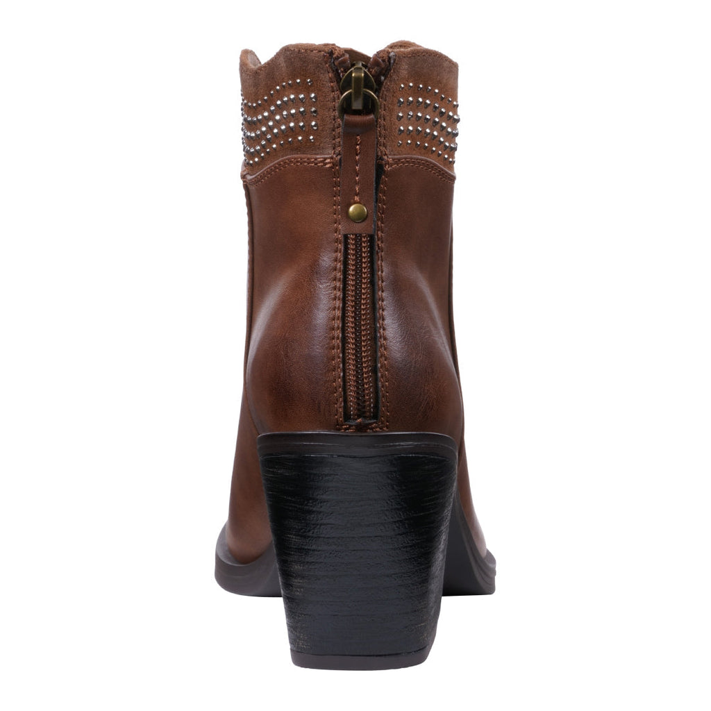 Women's Dawn Cognac Bootie Cognac view 3 (shoe) - women's dawn boots, women's dawn pointed toe heeled b - shop at us.meeeshop