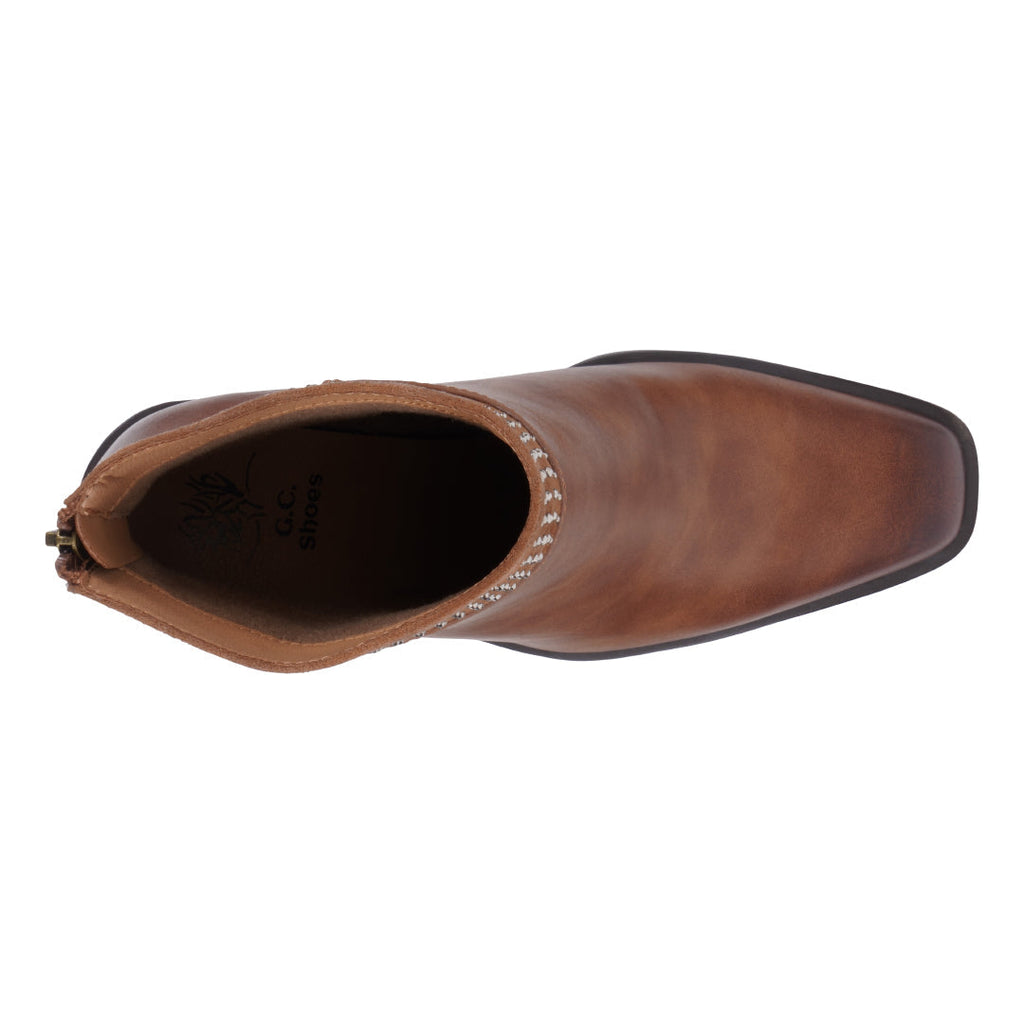 Women's Dawn Cognac Bootie Cognac view 4 (shoe) - women's dawn boots, women's dawn pointed toe heeled b - shop at us.meeeshop