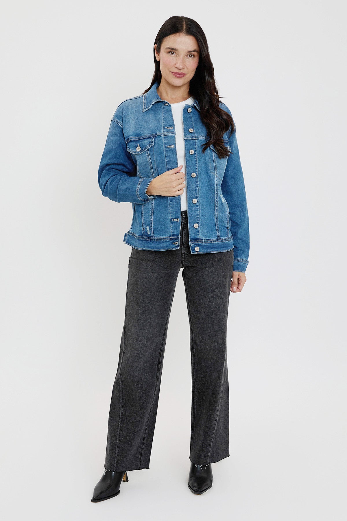 Women's Drop Shoulder Boyfriend Denim Jacket view 5 - Women'S Drop Jacket (bottom)