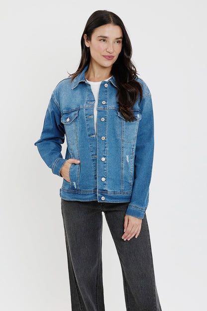 Women's Drop Shoulder Boyfriend Denim Jacket view 7 - Women'S Drop Jacket (bottom)
