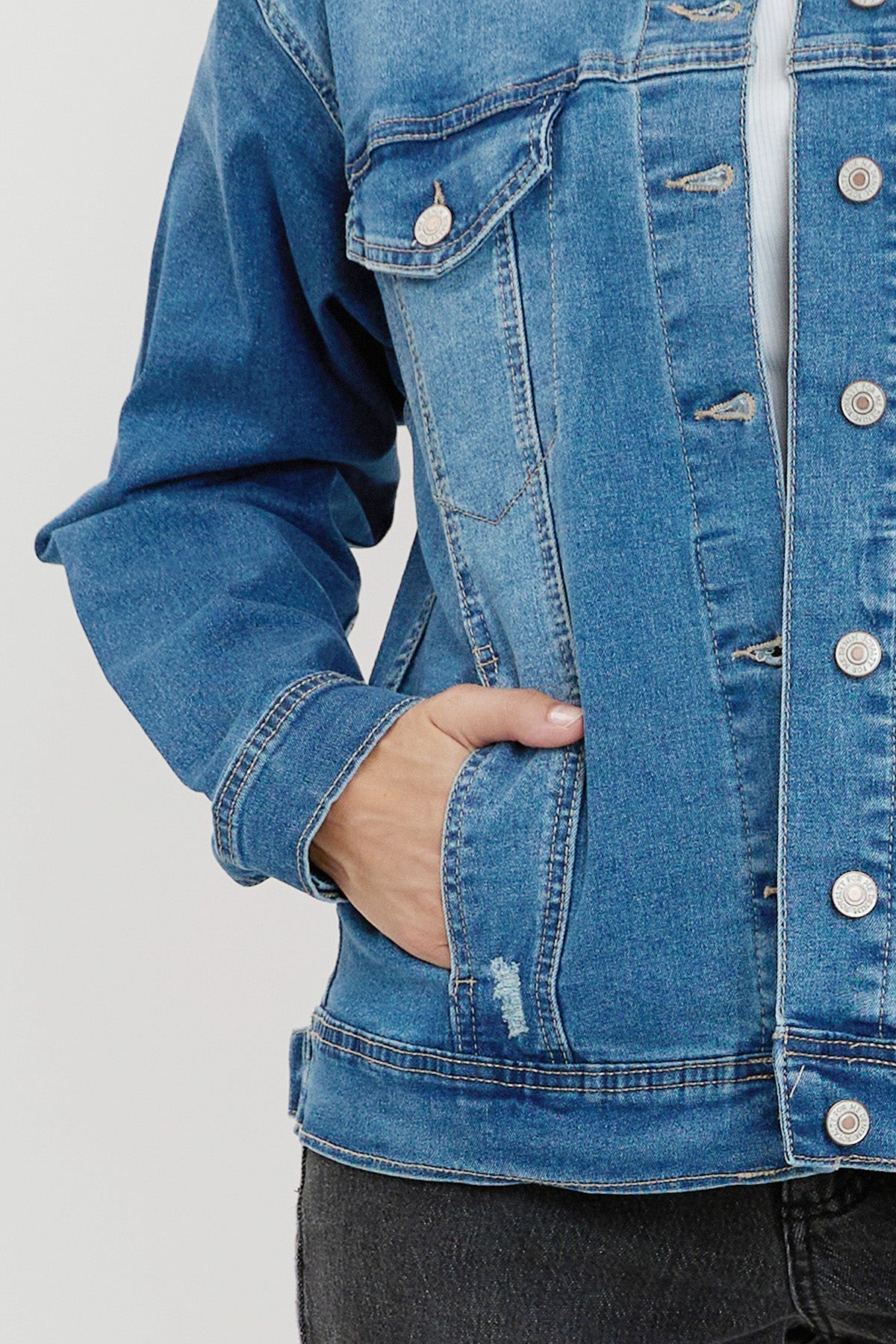 Women's Drop Shoulder Boyfriend Denim Jacket view 8 - Women'S Drop Jacket (bottom)